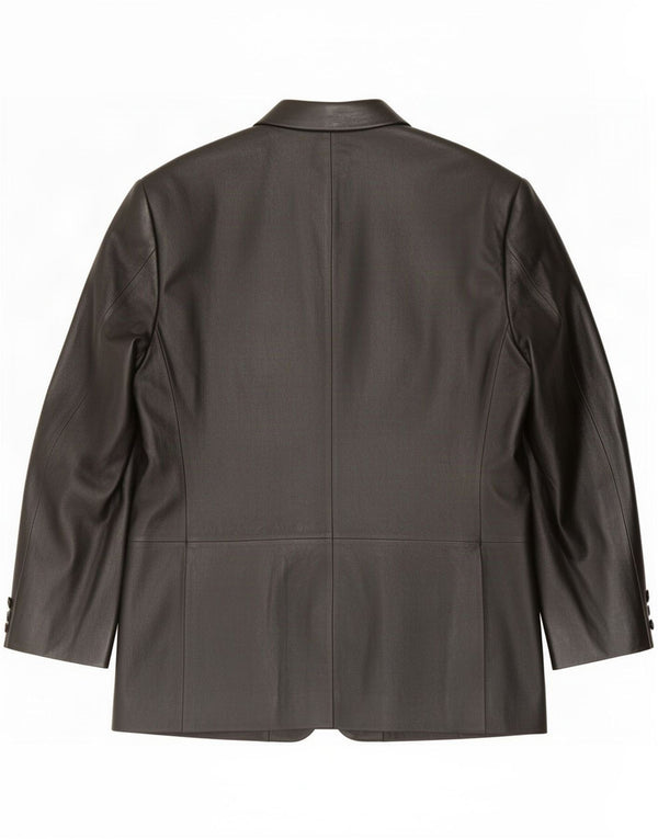 Kartel Jaqueta masculina de couro com 3 botões UK 40 Grande Preto