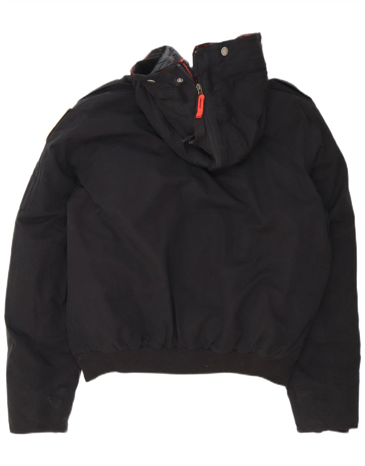 Jaqueta bomber masculina com capuz Tommy Hilfiger Denizen Reino Unido 42 XL poliéster preto
