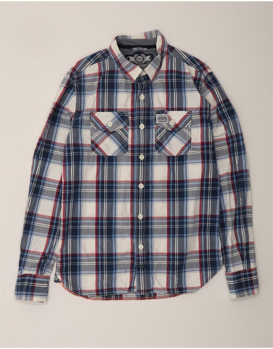 Camisa masculina SUPERDRY grande xadrez azul marinho