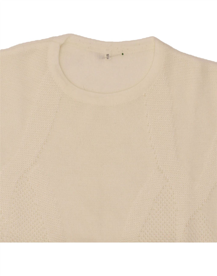 VINTAGE Womens Sleeveless Crew Neck Jumper Sweater IT 48/50 XL Off White Vintage Vintage and Second-Hand Vintage from Messina Hembry 