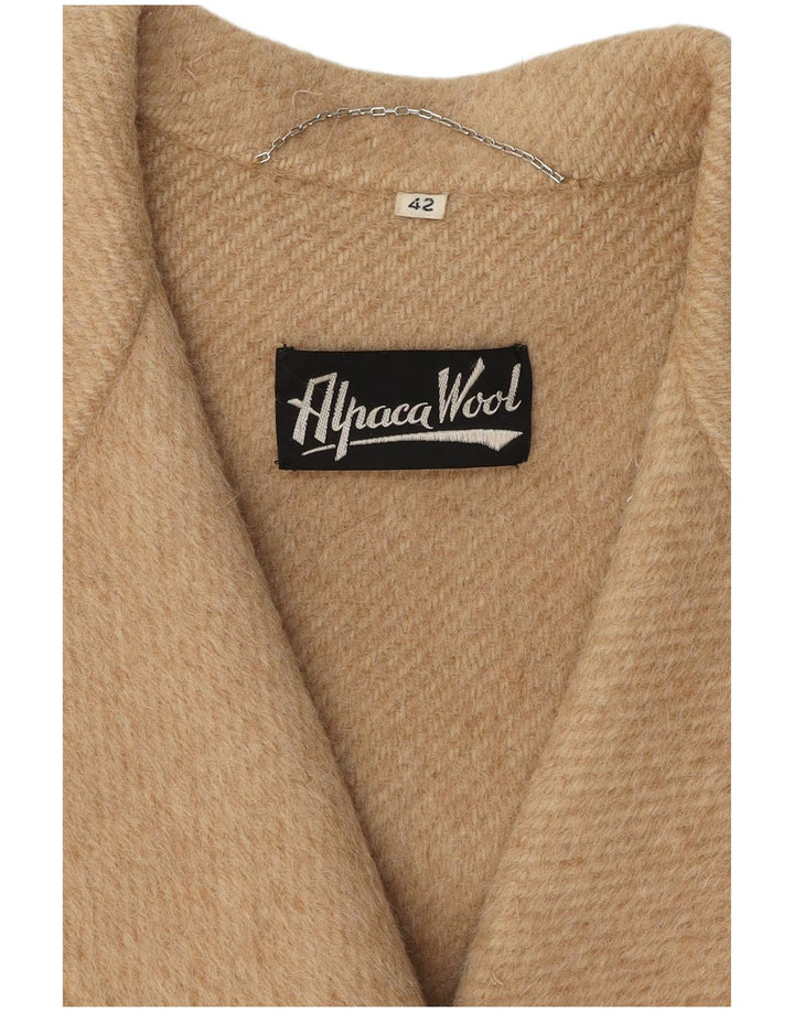 Casaco feminino vintage com peito duplo IT 42 lã de alpaca bege médio