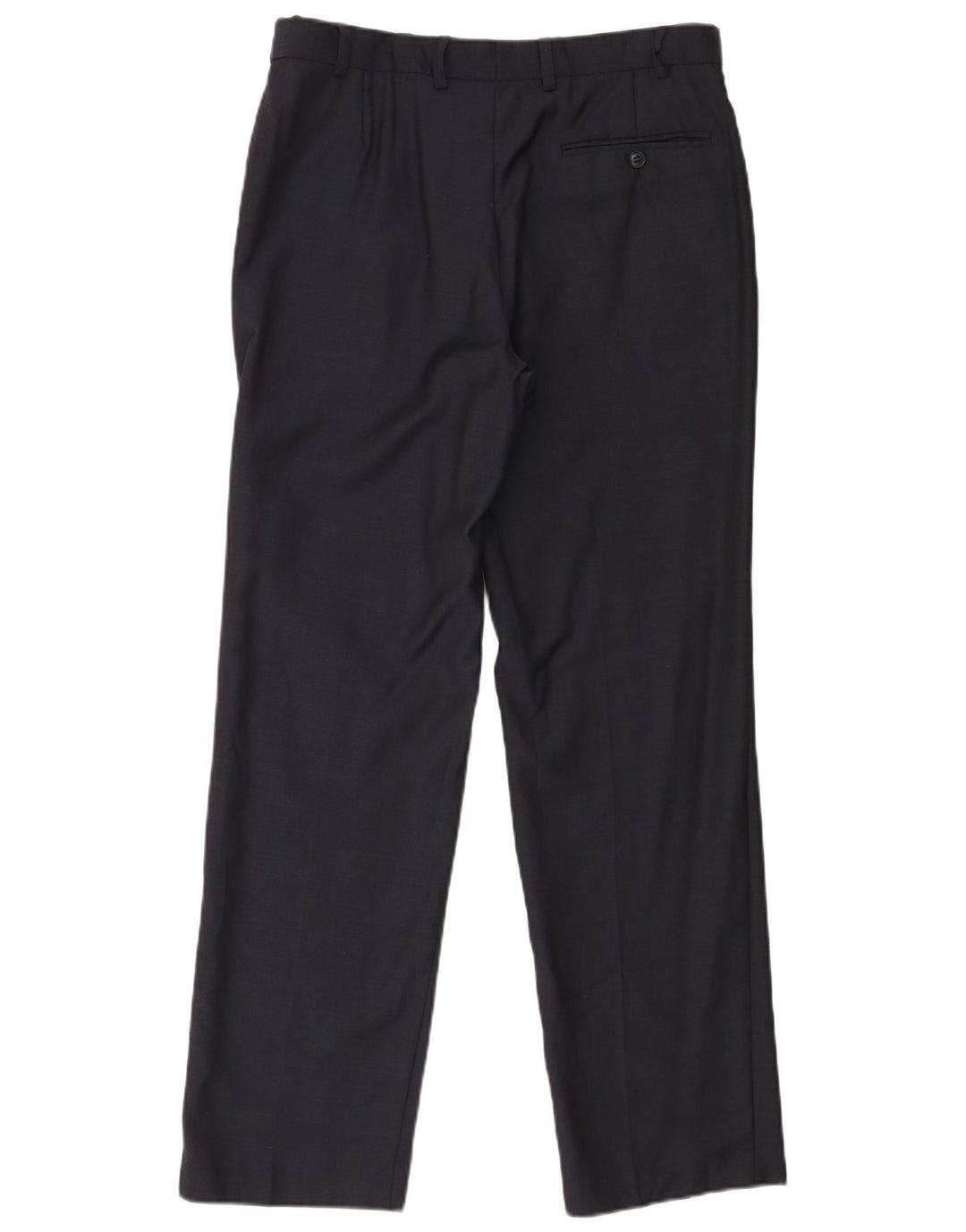Calça masculina de terno reto Marks & Spencer W32 L31 lã azul marinho