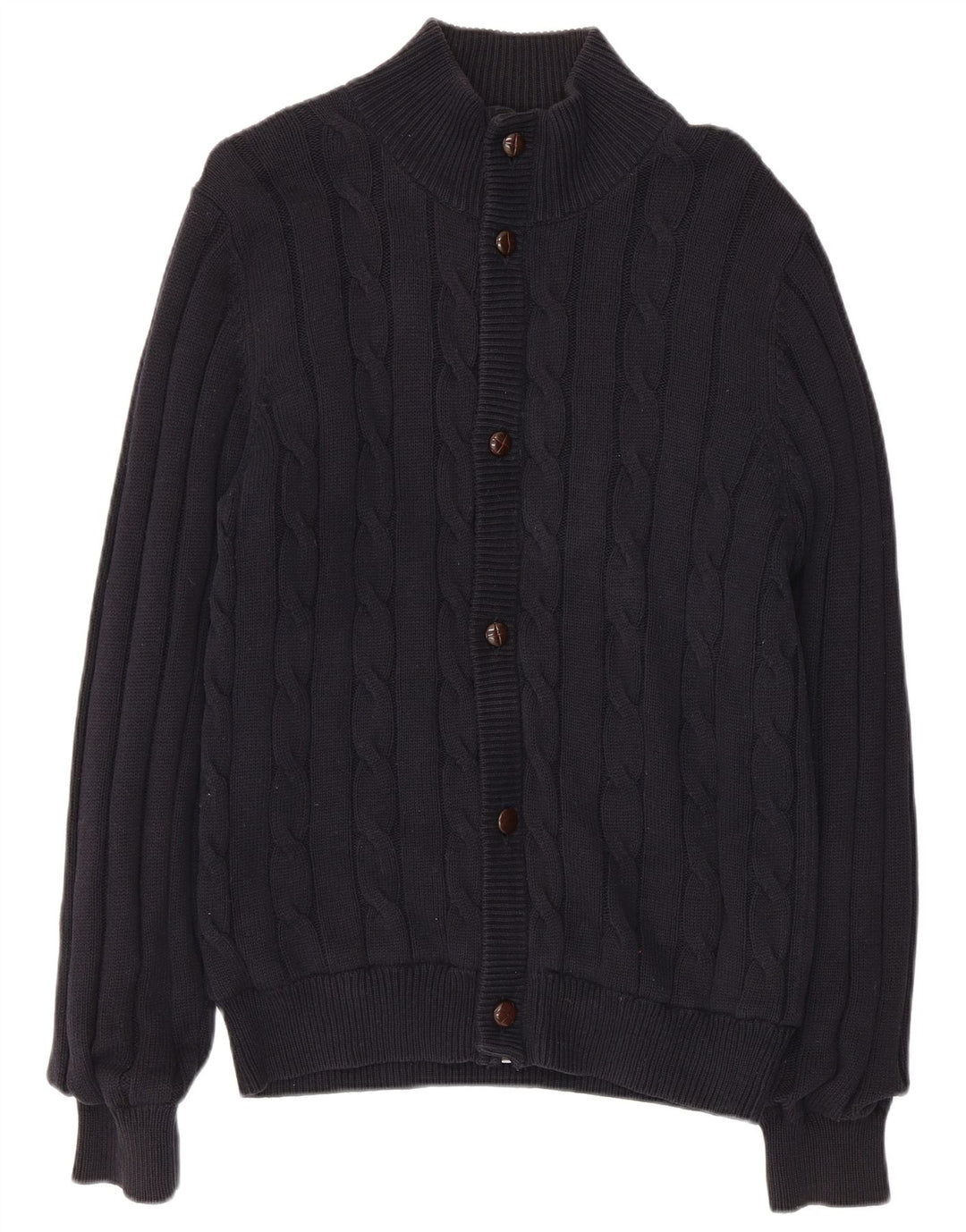 Suéter masculino Marks & Spencer Blue Harbor Cardigan pequeno algodão azul marinho