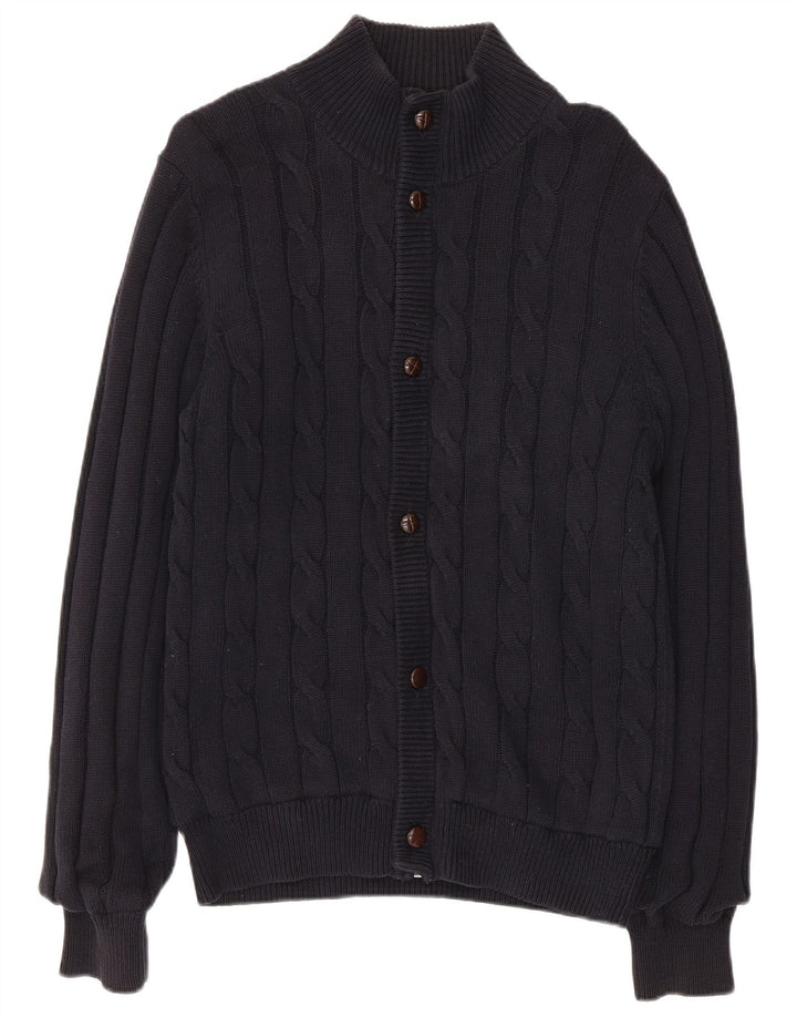 Suéter masculino Marks & Spencer Blue Harbor Cardigan pequeno algodão azul marinho