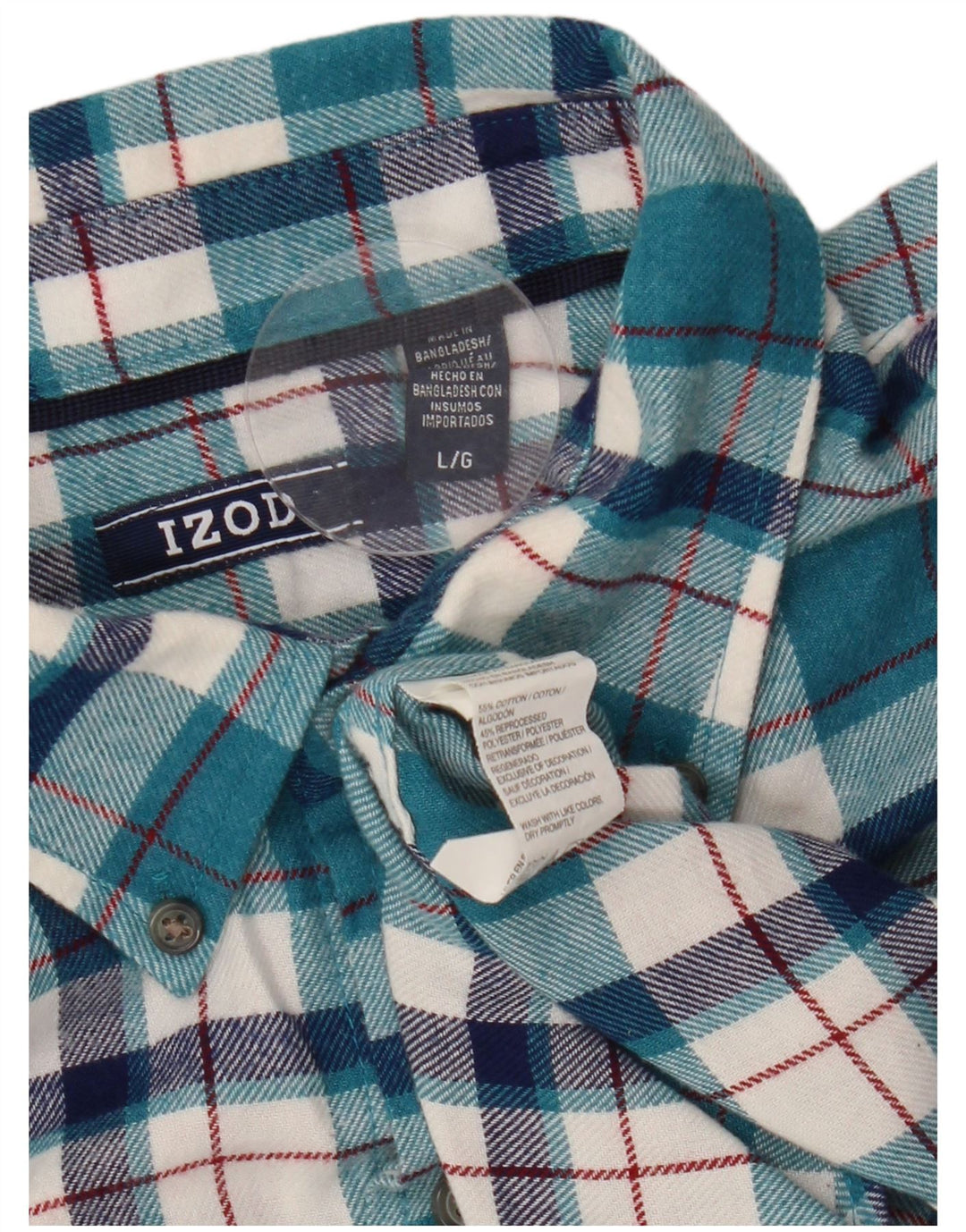 Camisa masculina de flanela IZOD grande algodão xadrez azul