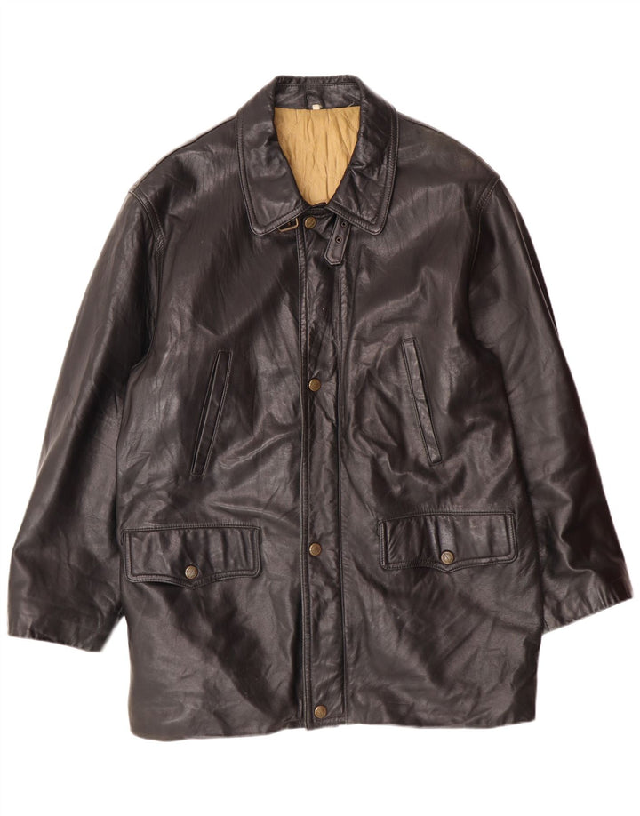 Jaqueta de couro masculina VINTAGE IT 54 2XL couro preto