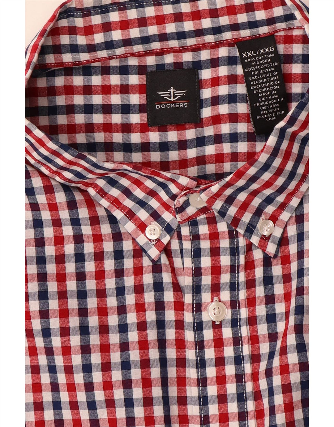 Camisa masculina Dockers 2XL algodão guingão vermelho