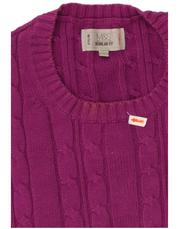 Suéter masculino Marks & Spencer com gola redonda, grande algodão roxo