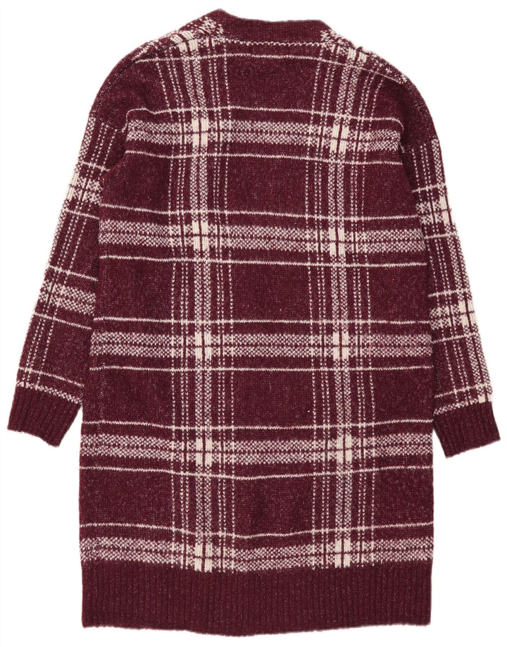 Suéter cardigã feminino Longline da Marks & Spencer Reino Unido 12 médio Borgonha