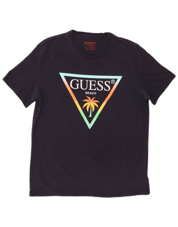 Camiseta masculina Guess Slim Fit com estampa gráfica XL azul marinho algodão