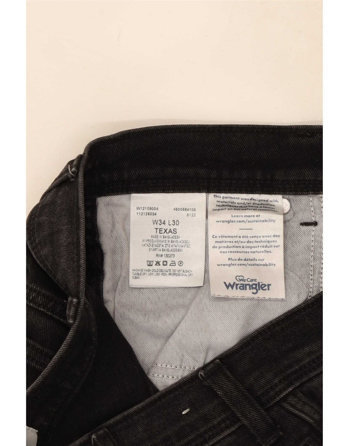 Wrangler Masculino Texas Straight Jeans W34 L30 Algodão Preto