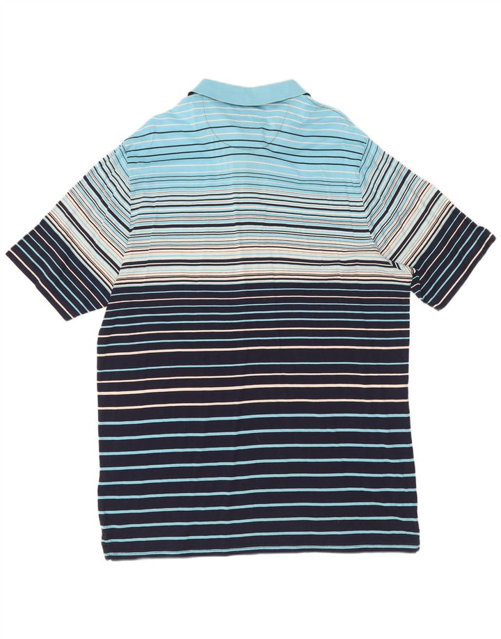 Camisa polo masculina Marks & Spencer XL algodão listrado azul