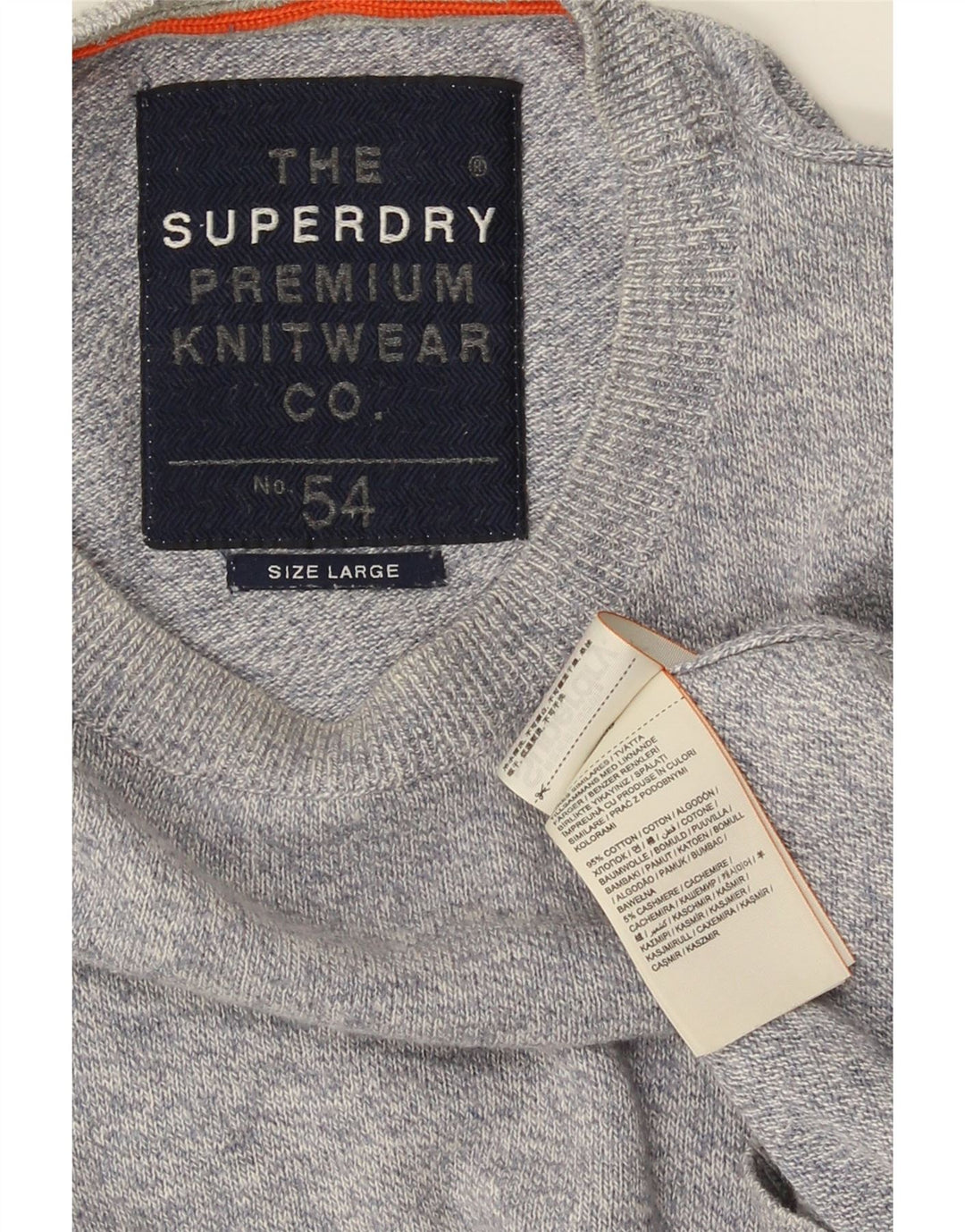 Suéter masculino Superdry com gola redonda e algodão cinza grande