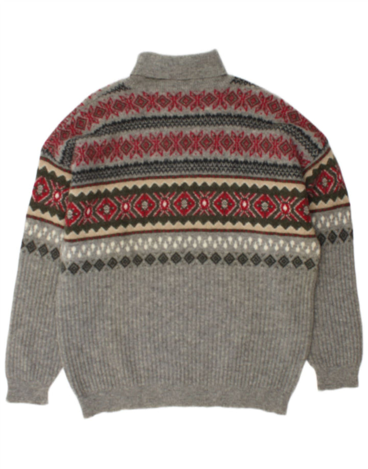 Suéter masculino Stefanel com gola redonda XL cinza Fair Isle