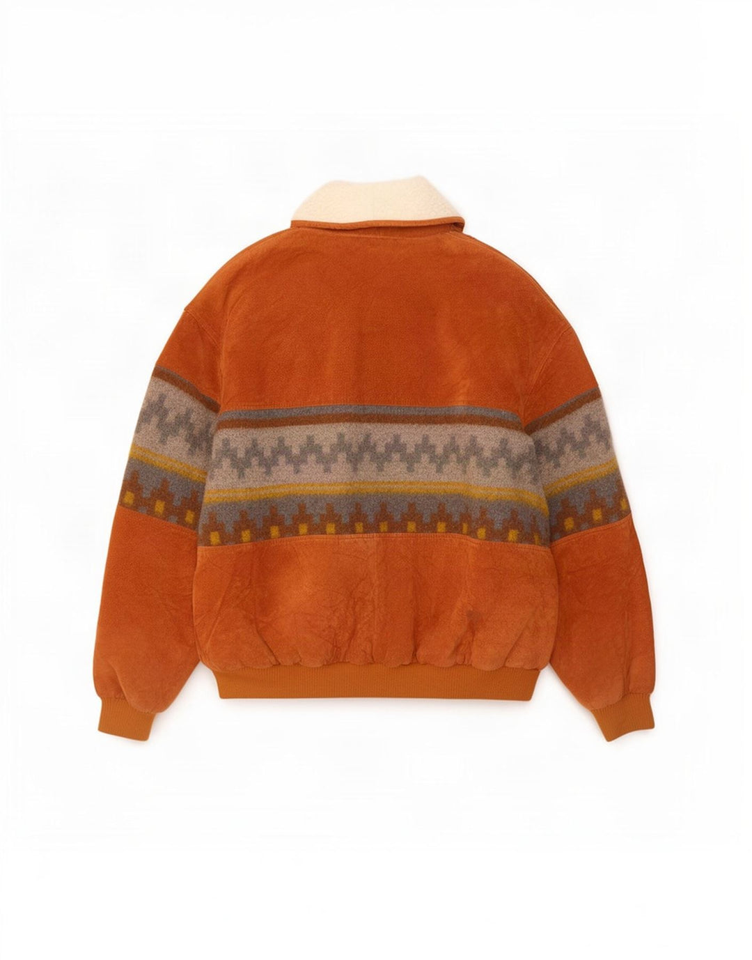 Jaqueta masculina de couro Colombus Loose Fit UK 40 grande bege geométrico