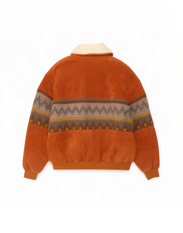 Jaqueta masculina de couro Colombus Loose Fit UK 40 grande bege geométrico