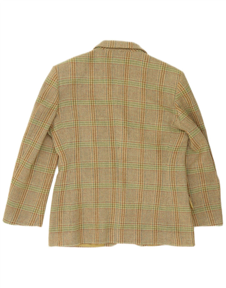 Jaqueta blazer feminina de 3 botões Henry Cottons IT 44 Houndstooth verde médio