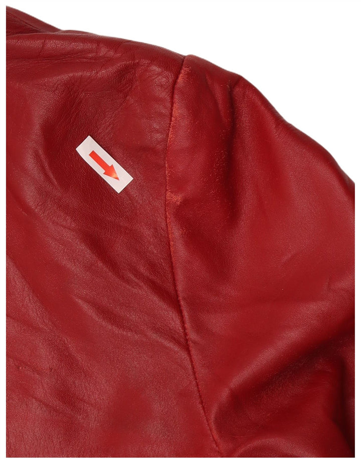 Jaqueta de couro feminina vintage IT 44 couro vermelho médio