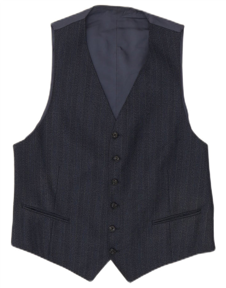 Colete masculino vintage pequeno listrado azul marinho
