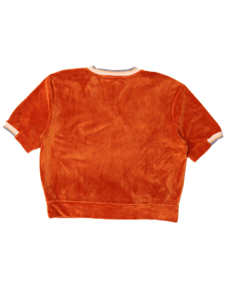 Blusa oversized feminina de veludo Benetton Reino Unido 16 grande poliéster laranja
