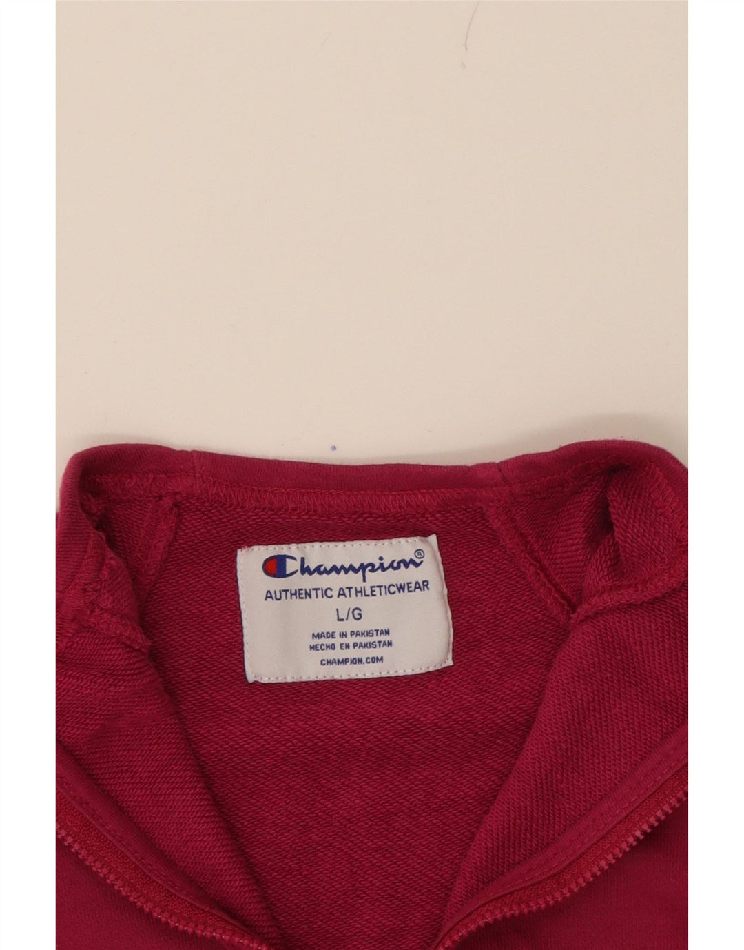 CHAMPION Womens Zip Neck Sweatshirt Jumper UK 16 Large Pink Cotton Vintage Champion and Second-Hand Champion from Messina Hembry 
