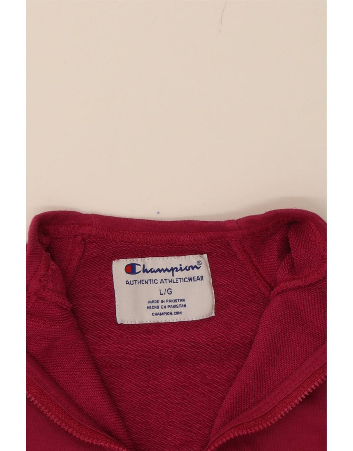 CHAMPION Womens Zip Neck Sweatshirt Jumper UK 16 Large Pink Cotton Vintage Champion and Second-Hand Champion from Messina Hembry 