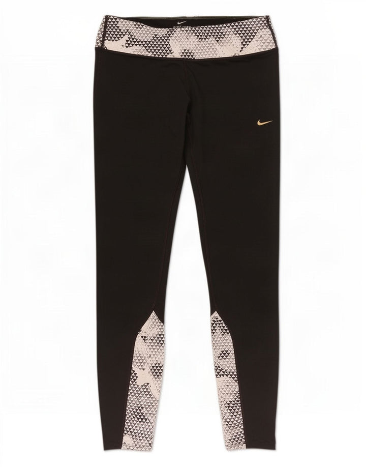 Leggings Nike Dri Fit UK 14 Médio Preto Geométrico Poliéster