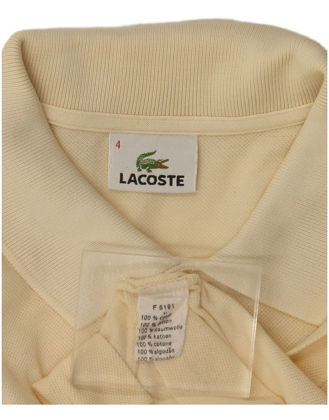 Camisa polo masculina Lacoste Regular Fit tamanho 4 médio amarelo algodão clássico
