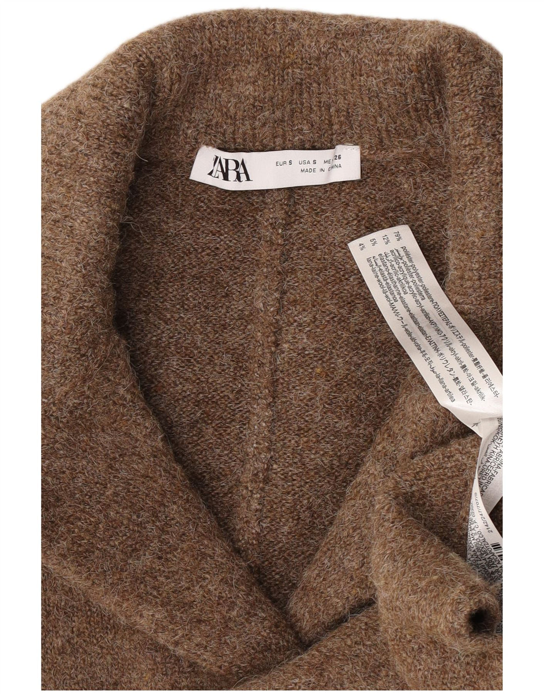 Zara Suéter Cardigan Oversized Feminino Reino Unido 10 Pequeno Poliéster Marrom