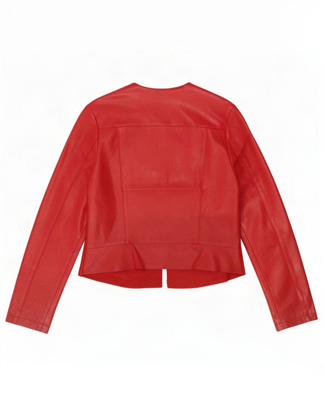 Zara Womens Crop Faux Leather Jacket UK 12 Médio Poliéster Vermelho