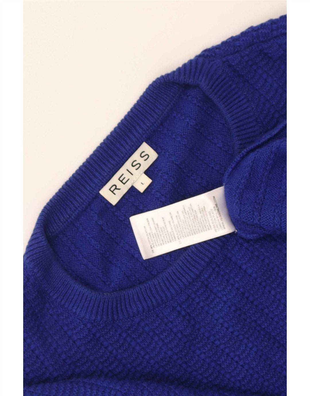 Suéter masculino Reiss com gola redonda, grande algodão azul