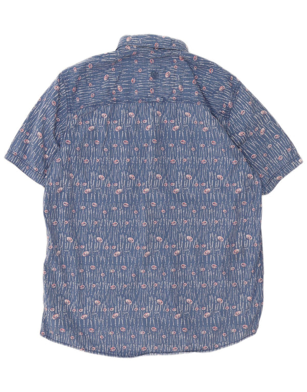 Camisa masculina de manga curta Fat Face Classic Fit algodão floral azul médio