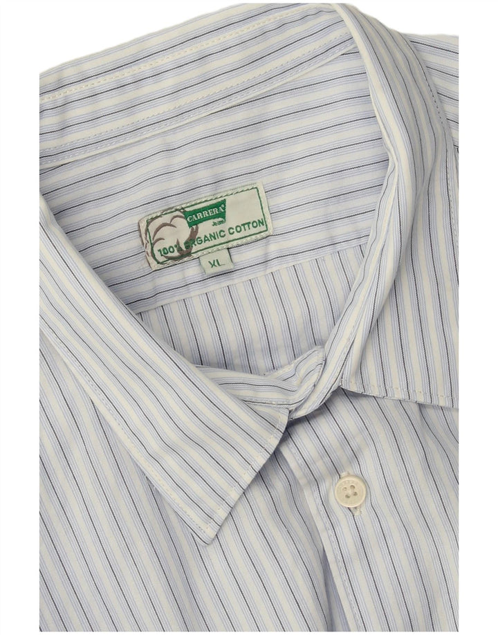 Camisa masculina Carrera XL listrada azul algodão