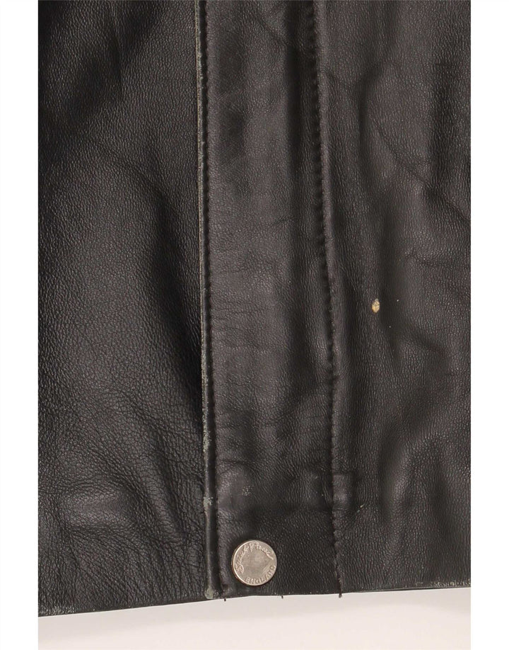 Jaqueta de couro vintage masculina regular fit UK 40 grande preta