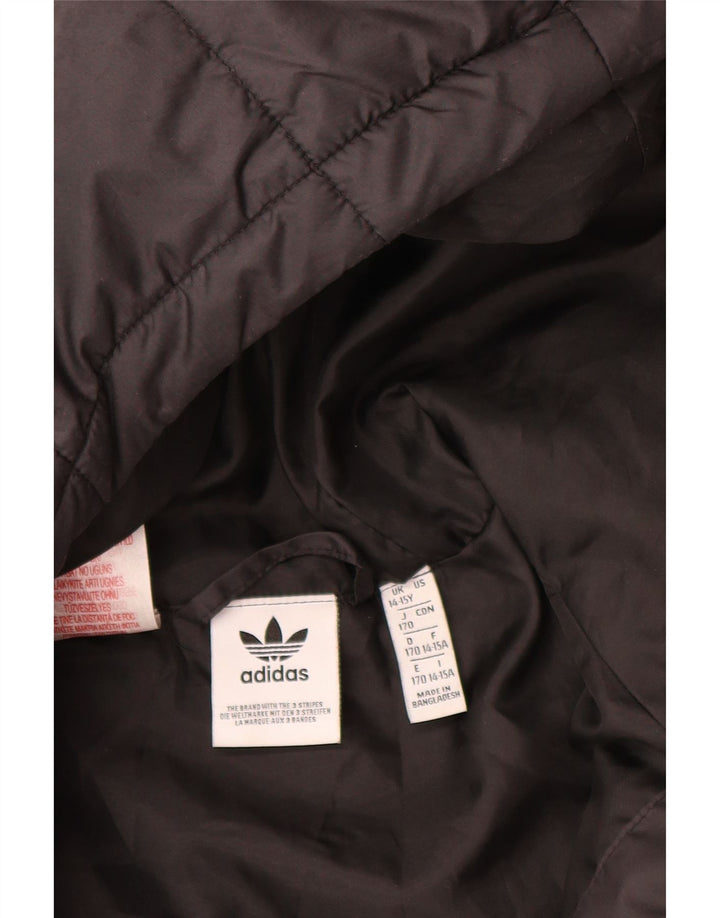 Casaco acolchoado com capuz gráfico Adidas Boys 14-15 anos preto poliéster