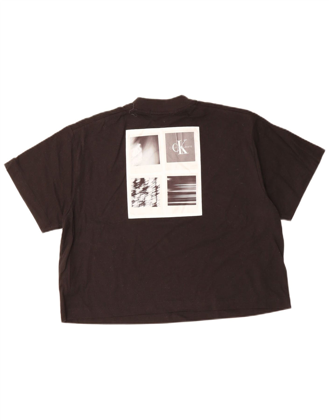 CALVIN KLEIN Camiseta Feminina Oversized Crop Graphic Top Reino Unido 10 Pequena Preta