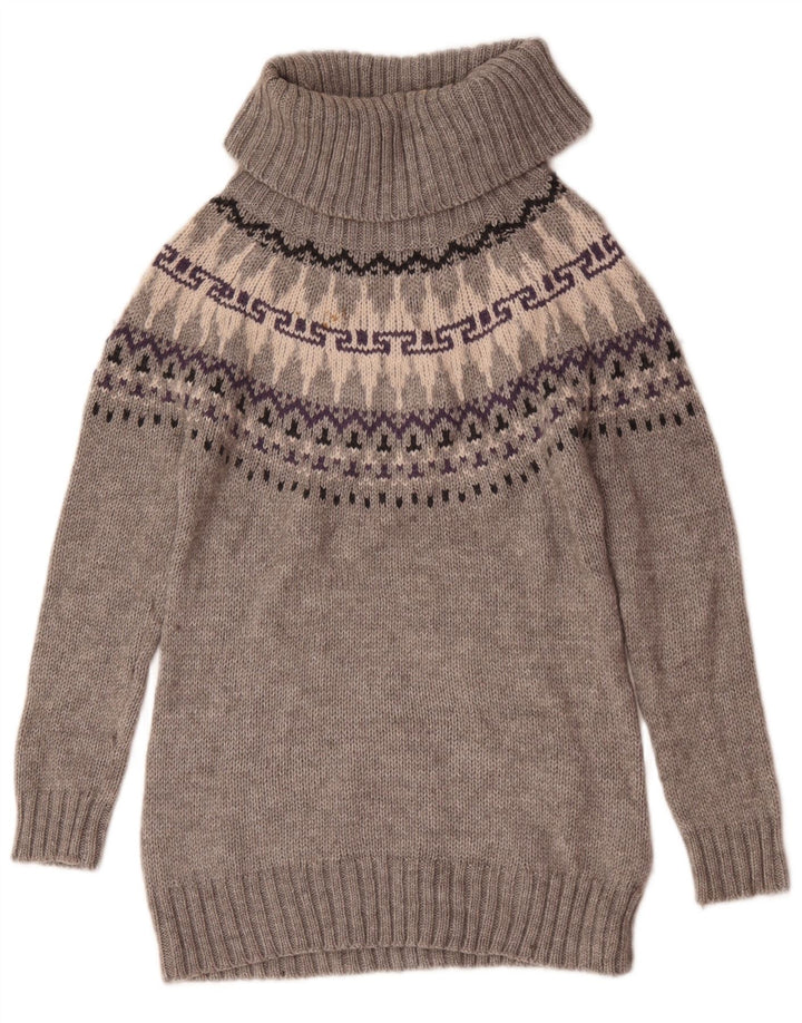 Suéter feminino Marks & Spencer com gola redonda Reino Unido 12 cinza médio Fair Isle