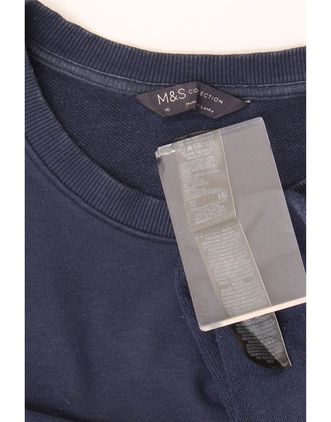 Suéter feminino Marks & Spencer UK 16 grande algodão azul marinho