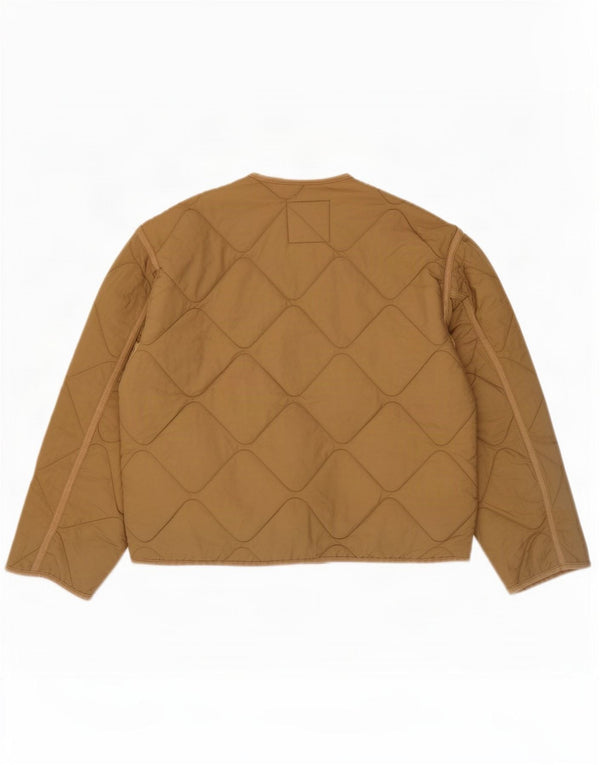 Zara Womens Oversized Quilted Jacket UK 10 Small Beige Polyester