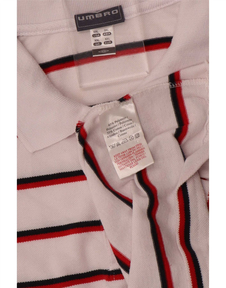 Camisa polo masculina Umbro 2XL poliéster listrado branco