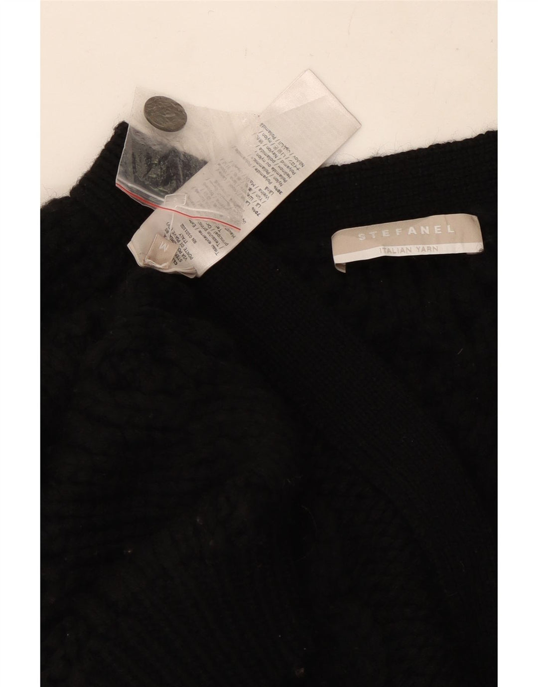 Suéter cardigã feminino Stefanel Reino Unido 14 lã preta média
