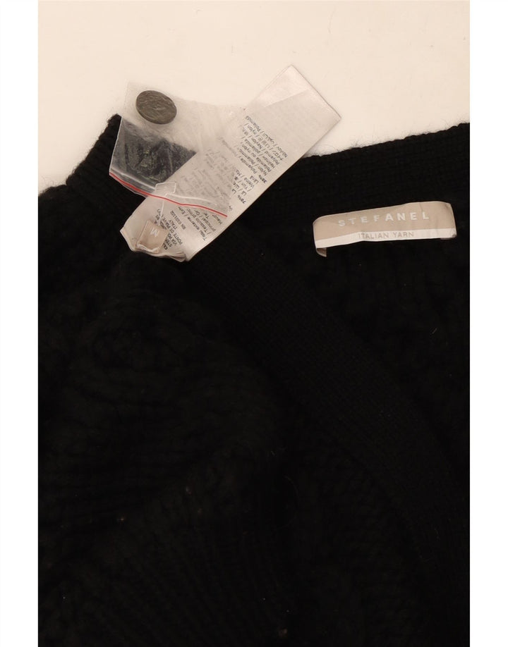 Suéter cardigã feminino Stefanel Reino Unido 14 lã preta média