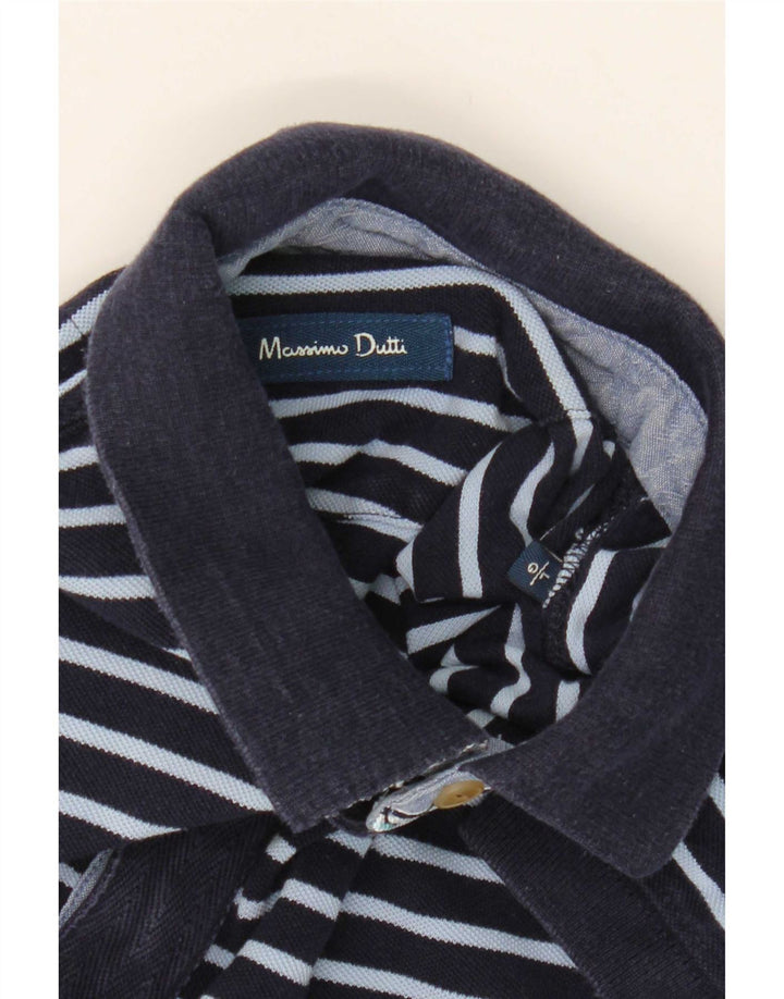 Camisa polo masculina Massimo Dutti grande listrada azul marinho