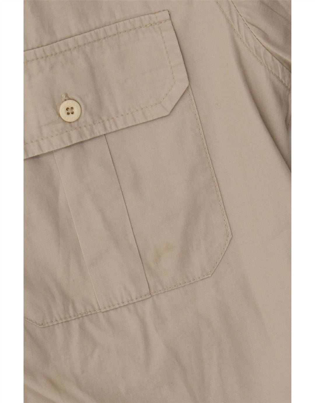 Camisa militar masculina de manga curta a gás grande algodão bege