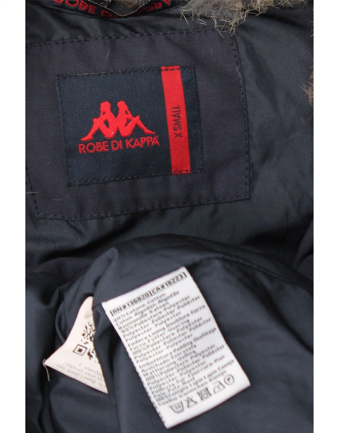 Jaqueta feminina acolchoada com capuz KAPPA UK 6 XS azul marinho algodão