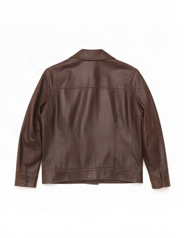 Jaqueta de couro masculina vintage UK 40 grande marrom