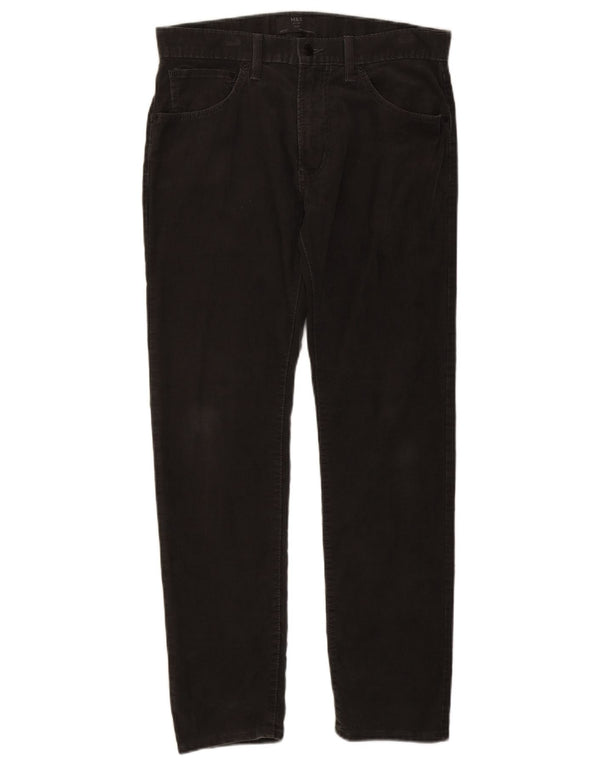 Calça masculina de veludo cotelê Marks & Spencer W34 L31 cinza algodão
