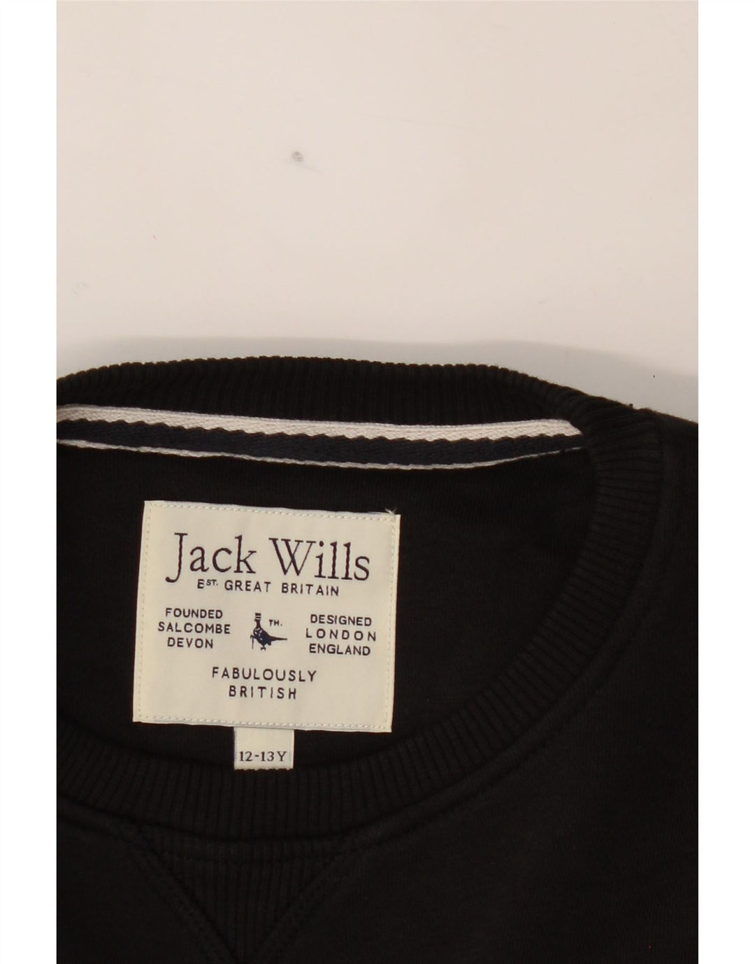 JACK WILLS Girls Graphic Sweatshirt Jumper 12-13 Years Black Cotton Vintage Jack Wills and Second-Hand Jack Wills from Messina Hembry 