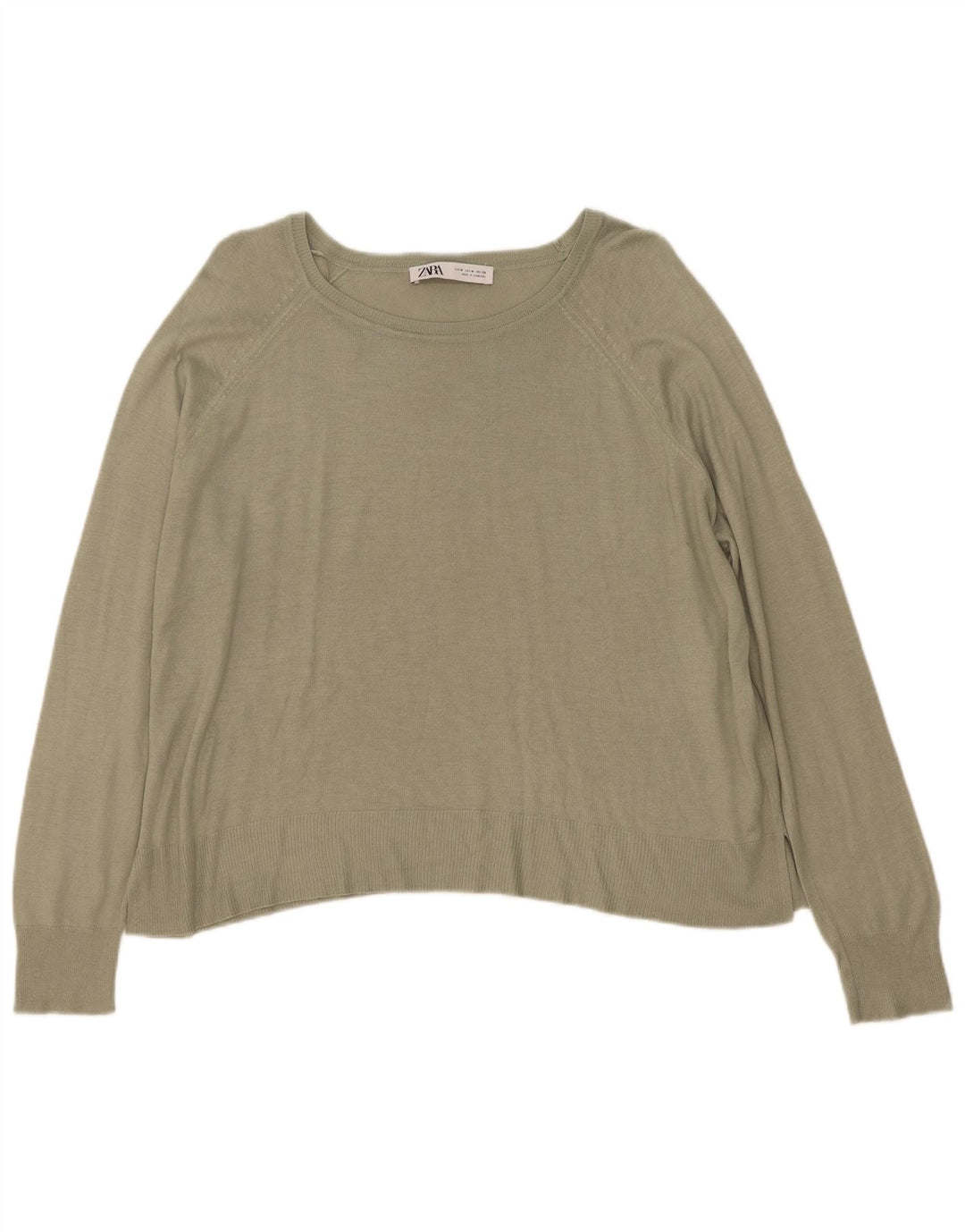 Zara Blusa Feminina Solta Fit Top Reino Unido 14 Médio Cáqui Viscose