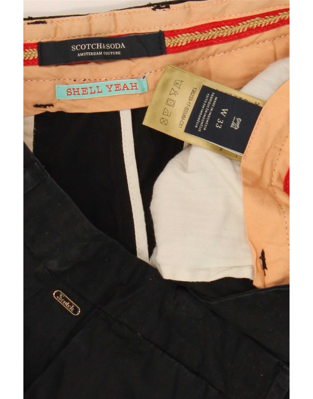 Scotch & Soda Mens Chino Shorts W33 Médio Algodão Preto